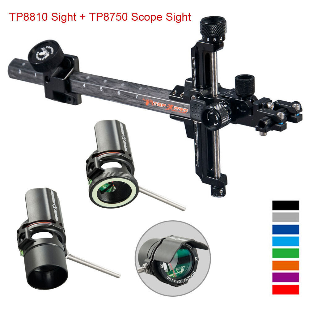 Compound Bow Sight 9" Carbon Bar Scope Sight 2x 4x 6x 8x Lens RH LH Competition